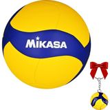 Mikasa Mıkasa Sentetik Deri Voleybol Topu No 5 V360W ve Mikasa Anahtarlık Hediye - Sarı-Lacivert