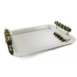 Mikasa Moor Branch 44x34x7 cm Ahşap Kulplu Metal Tepsi