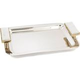 Mikasa Moor Gümüş Traverten Mermer Kulplu Tepsi 42X7X28 cm - 1,3 lt