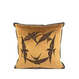 Mikasa Moor Isla Bronz Yuvarlak Kuşlar Kadife Yastık Kırlent 55x55 Cm