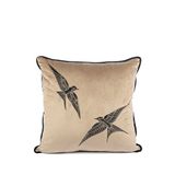 Mikasa Moor Isla İki Kuş Kadife Yastık Kırlent 55x55 Cm - Bej
