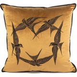 Mikasa Moor Isla Kahverengi Kadife Yuvarlak Kuşlar 55X55 Yastık - 55 x 55 cm