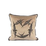 Mikasa Moor Isla Yuvarlak Kuşlar Kadife Yastık Kırlent 55x55 Cm - Bej
