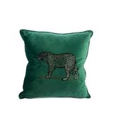 Mikasa Moor Leopar Nakışlı Kadife Kırlent 55x55 Cm - Yeşil