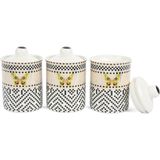 Mikasa Moor Monarch 3lü Siyah Beyaz Kavanoz 600ML - Siyah - Beyaz - 600 ml