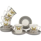 Mikasa Moor Monarch Siyah Beyaz 6lı Çay Fincan Seti 220CC - Siyah - Beyaz - 220 ml