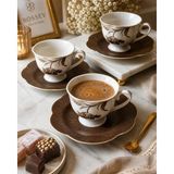 Mikasa Moor Porselen Türk Kahve Fincanı 6 Kişilik 12 Parça Mocha - 1 Adet - 90 ml