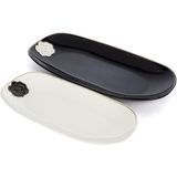 Mikasa Moor Rosaria Siyah Beyaz 2li Oval Tabak 13X26CM-35X15CM - yok - Renkli