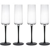 Mikasa Palermo 250ML Kristal Şampanya Fülüt Kadehi 4lü - Şeffaf - Siyah - 250 ml