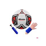MIKASA Regateador Sentetik Deri Halı Saha Futbol Topu 4 Numara El Dikişli + Pompa + Havlu Bileklik