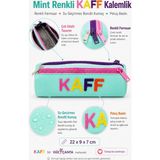 Mikasso 01109 Mint Yeşil Üç Gözlü Renkli Fermuar Su Geçirmez Bondit Kumaş Peluş Baskıl Kalem Kutusu Kalemlik - Çok Renkli