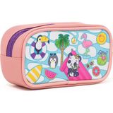 Mikasso 01112 Pembe Renk Panda Desenli Pvc Şeffaf Su Geçirmez Tek Bölmeli Kalemlik Kalem Kutusu Tekstil Çok - Çok Renkli