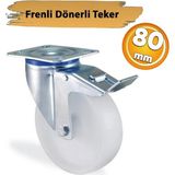 Mikasso 080F Dönerli Tablalı Frenli Kemik Tekerlek 80 mm 110 kg