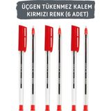 Mikasso 1.0 mm Üçgen Gövdeli Tükenmez Kalem Seti (Mavi, Siyah, Kırmızı) 6'lı Paket Kırmızı Tehlikeli Değil - Çok Renkli