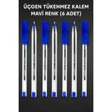 Mikasso 1.0 mm Üçgen Gövdeli Tükenmez Kalem Seti (Mavi, Siyah, Kırmızı) 6'lı Paket Mavi Tehlikeli Değil - Çok Renkli