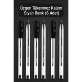 Mikasso 1.0 mm Üçgen Gövdeli Tükenmez Kalem Seti (Mavi, Siyah, Kırmızı) 6'lı Paket Siyah Tehlikeli Değil - Çok Renkli