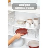 Mikasso 1 Adet Çok Amaçlı Raf Tabak,kupa,bardak Rafı Organizer Metal 34 x 25 Beyaz Tr
