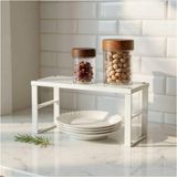Mikasso 1 Adet Dolap Içi Düzenleyici Raf Tabak Bardak Rafı Metal Raf Org-02 Metal 20 x 30 Beyaz Tr