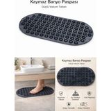Mikasso 1 Adet Islak Zeminlerde Vantuzlu Banyo ve Duş Kaydırmaz Paspası 70X36 cm (Antrasit) Polipropilen Siy - Çok Renkli