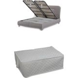 Mikasso 1 Adet Kapitoneli Baza Altı Hurç 60X40X22 (Beyaz) Tela Beyaz