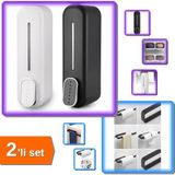 Mikasso 1 Adet Lüks Duvara Monte Sıvı Sabunluk + 1 Adet Metal Mat Siyah Havluluk - 2li Set E1X1A0 Metal Çok - Çok Renkli