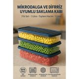 Mikasso 1 Litre Buzdolabı Düzenleyici Organizer Mikrodalgaya Uygun Difriz Saklama Kabı Toplam 3litre Plastik