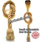 Mikasso 1 Metre Duylu ve Rozanslı 2cm Dekoratif Halat Sarkıt Avize Metal 8 E27 Haki - Çok Renkli