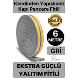 Mikasso 1. Sınıf Gri Kapı Pencere Soğuk Toz Geçirmez Izolasyon Fitili Yapışkanlı Isı Yalıtım 2x3=6 mt