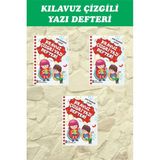 Mikasso 1.sınıf Kılavuz Çizgili Yazı Defteri Küçük Boy - 3 Adet Karton Düz Çizgili Küçük Boy Beyaz Okul Deft - Çok Renkli