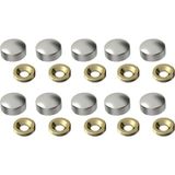 Mikasso 10 Adet Dekoratif Vida Kapağı 15 mm Vida Gizleyici Krom Pta Gri