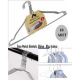 Mikasso 10 Adet Gömlek ve Bluzlar Için Gümüş Ince Metal Elbise Askısı / Dolap Içi Düzenleyici Askı Metal Güm