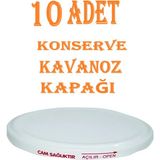 Mikasso 10 Adet Konserve Kapağı Beyaz 82 mm Silikonlu - Konserve Kavanoz Kapağı Orijinal Kapak Sbk Metal Bey