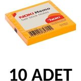 Mikasso 10 Adet Postit 75MM X75MM Yapışkanlı Kağıt 80 Yaprak Turuncu Yapışkanlı Not Kağıdı - Çok Renkli