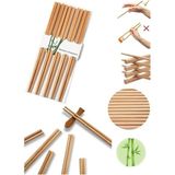 Mikasso 10 Çift - 20 Adet Yıkanabilir Organik Bambu Çin Kore Japon Uzakdoğu Yemek Çubuğu Chopstick Bambu Çok