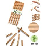 Mikasso 10 Çift - 20 Adet Yıkanabilir Organik Bambu Çin Yemek Çubuğu Chopsticks Ahşap Çok Renkli