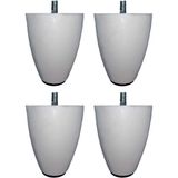 Mikasso 10 cm Beyaz Renk Armut Plastik Baza Koltuk Kanepe Ayağı (Ince M8 Diş) (4 Adet) Beyaz
