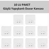 Mikasso 10 Lu Güçlü Kendinden Yapışkanlı Kancalar Köşe Rafı Banyo Rafı Duş Rafı Kancası, Su Geçirmez Askı Tu