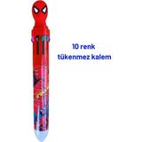 Mikasso 10 Renkli Spiderman Desenli Tükenmez Kalem, Tatlı Kalem, Tatlış Hediyelik, Çoklu Tükenmez Kalem Çok - Çok Renkli