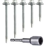 Mikasso 100 Adet 5,5X25 mm Çatı Vidası Matkap Uçlu Trapez Sac Vidası Akıllı Vida