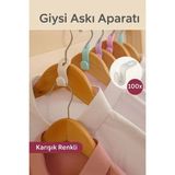 Mikasso 100 Adet Karışık Renk Elbise Askısı Bağlantı Kancası | Yer Tasarrufu Sağlayan Askı Plastik Çok Renkl