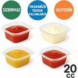 Mikasso 100 Adet Sızdırmaz 20 cc Saklama Kabı, Sos Kabı, Sosluk, Buzdolabı Kabı Plastik Şeffaf