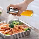 Mikasso 100 ml Çok Amaçlı Spreyli Cam Şişe Sızdırmaz Yağdanlık Airfryer Sirke Yağ Püskürtücü Dağıtıcı Gümüş