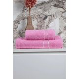 Mikasso %100 Pamuk 2 Parça Kadın/erkek Banyo Duş Hamam Havlu Seti 90X150 cm Pamuklu Pembe - Çok Renkli