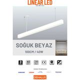 Mikasso 100CM 40W Beyaz Kasa Linear LED |soğuk Beyaz 6500K|OFIS, Mağaza, Ev, Otel, Plaza, Hastane Aydınlatma - Çok Renkli