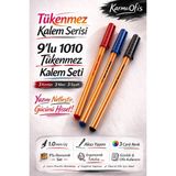 Mikasso 1010 Tükenmez Kalem Seti 1.0 mm | Mavi Kırmızı Siyah | Uzun Ömürlü Ofis & Okul Kalemi (9’lu Set) Bey - Çok Renkli