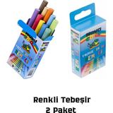 Mikasso 10'lu Renkli Tozsuz Tebeşir (2 Paket) - Okul ve Çizim Için Tozsuz Tebeşir Seti Renkli Tebeşir Çok Re - Çok Renkli