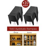 Mikasso 10'lu Tekli Ayakkabı Düzenleyici Rampa Ayakkabı Düz Plastik Siyah Tr