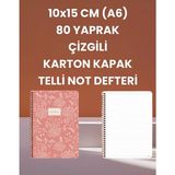 Mikasso 10X15 cm (A6) 80 Yaprak Çizgili Karton Kapak Telli Not Defteri Karton Spiralli Çizgili Küçük Boy T - Çok Renkli