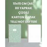 Mikasso 10X15 cm (A6) 80 Yaprak Çizgili Karton Kapak Telli Not Defteri Karton Spiralli Çizgili Küçük Boy Y - Çok Renkli