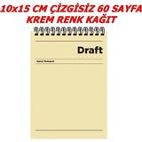 Mikasso 10X15 cm A6 Çizgisiz 60 Yaprak Karton Kapak Telli Defter 60 gr Krem Renk Kağıt Draft Karton Spiralli - Çok Renkli